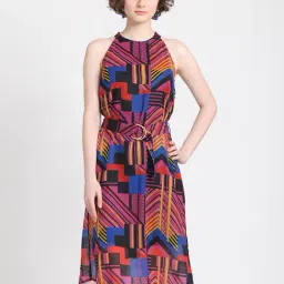 SHAYE Multicolor Printed Midi Dress-image-1