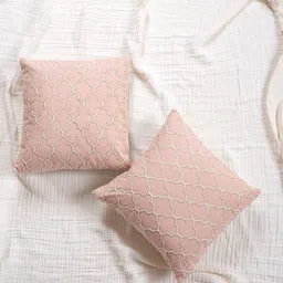 fingercraft Pink Printed 2 Pieces Cotton Square Cushion Covers 16 inches X 16 inches-image-11