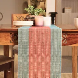 Peepul Tree Red & Teal-Green Natural Grass Table Runner-picture-8