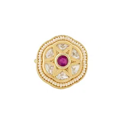 TEEJH Gold Plated Stone Studded Finger Ring image 5