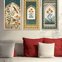 Kotart Brown & Green 3 Pieces Floral And Botanical Wooden Wall Paintings image 4