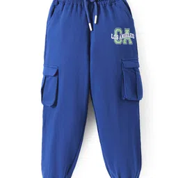 Pine Kids Cotton Knit Full Length Lounge Pant With Text Print & Cargo Pockets - Blue-picture-15
