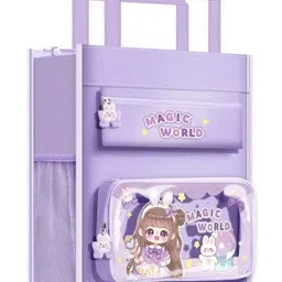 New Pinch Tote bag with Multi-Layer Large Capacity Portable Tutoring Bag, Cute Cartoon Book Bag For Students To Carry Textbooks, Tutoring PACK OF 1 - COLOR MAY VARY - Height 12.7 Inches-picture-20