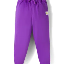 kookie kids india Kookie Kids Terry Knit Full Length Solid Lounge Pant with Small Badge Draw Cord & 2 Pockets - Purple-picture-11