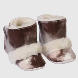 Coco Candy Colour Blocked Fur Lined Velcro Closure Booties - Brown image 3