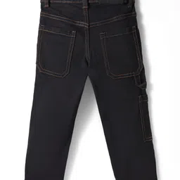 UCB Cotton Woven Full Length Solid Color Jeans With Cargo Pockets - Navy Blue image 2