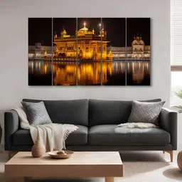 The Castle Decor Black & Gold-Toned 5 Piece Wood Other Wall Paintings-picture-11