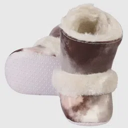 Coco Candy Colour Blocked Fur Lined Velcro Closure Booties - Brown image 5