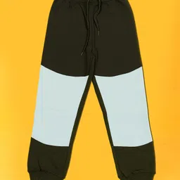 Anthrilo Fleece Knit Full Sleeves Colour Blocked Coordinating Sweatshirt & Jogger Set - Black & Blue image 5