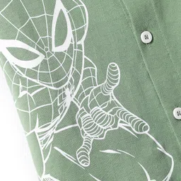 Babyhug Marvel Single Jersey Knit Half Sleeves Shirt With Spider Man Graphics - Green image 5