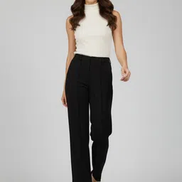 DTR FASHION Women Classic Straight Fit Pleated Trousers-image-55