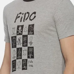 YAK YAK Men Grey Printed Round Neck Pure Cotton T-shirt image 4