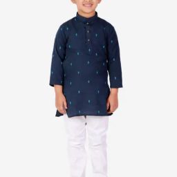 Pro-Ethic Style Developer Kids Navy & White Printed Full Sleeves Kurta with Pyjamas-picture-37