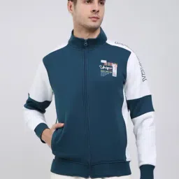 Monte Carlo Teal Regular Fit Colourblocked Long Sleeves Sweatshirt-picture-30