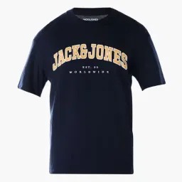 Jack & Jones Navy Blazer Cotton Regular Fit Logo Printed T-Shirt image 5