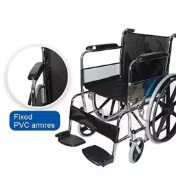 RM Social Stainless Steel Folding Wheel Chair with Fixed A, RM0123 image 2