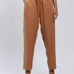 Label Ritu Kumar Brown Straight Fit Mid Rise Pants-picture-33