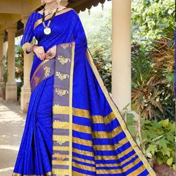 jayant creation Blue Silk Cotton Kanjeevaram Sarees image 3