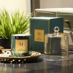 Pure Home and Living Teal Glass Scented Wax Filled Bell Candle Jar-picture-38