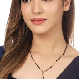 NVR Gold-Plated Artificial Stones and Beads Mangalsutra image 4