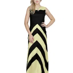 PATRORNA Black & Cream Color-Block Gown-image-36