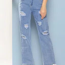 BAESD Girls Regular Fit Mid-Rise Highly Distressed Cotton Denim Stretchable Jeans-picture-14