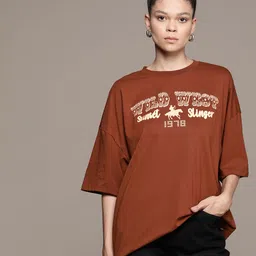 Roadster The Lifestyle Co. Typography Printed Oversized T-shirt-picture-23