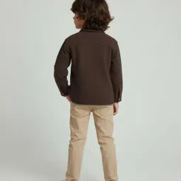 HOP Kids by Westside Dark Brown Embroidered Resort-Fit Cotton Shirt image 2