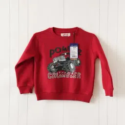 R&B Kids Red Graphic Print Relaxed Fit Sweatshirt-picture-15