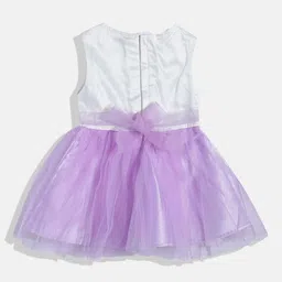 YK Girls Embellished Colourblocked A-Line Dress with Bow Detail image 3