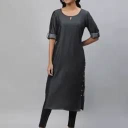 Aurelia Grey Straight Kurta image 4