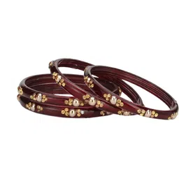 1ST TIME Set Of 8 Stone-Studded & Beaded Bangles image 5