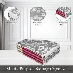 Aura Grey & White 4 Pieces Floral Printed Multi-Utility Organisers image 3