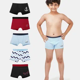 Plan B Pack Of 5 Sea Life Theme Yacht & Sea Anchor Printed Boxers - Multi Colour-picture-18