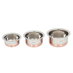 HAZEL Stainless Steel Copper Bottom Patila Tope Set of 3, 350 to 830 ml image 1