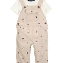 Carter's Knit Dungaree & Half Sleeves Inner Tee with Anchor Print - Ivory-picture-16