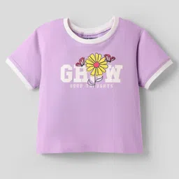 Pine Kids Cotton Knit Half Sleeves T-Shirt with Text Print - Lavender-picture-17