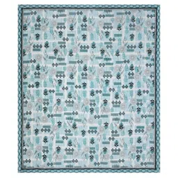 CLOTHOLOGY Sea Green & White Floral 180 TC King Bedsheet with 2 Pillow Covers image 3