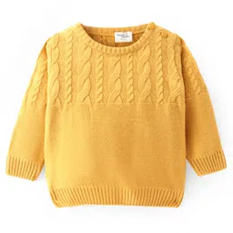 doodle poodle Doddle Poodle Full Sleeves Pullover Sweater Set with Cable Knit Design - Mustard image 2