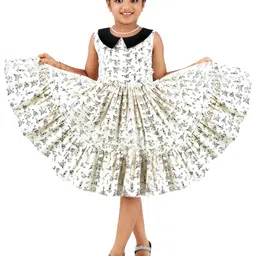 STANWELLS KIDS Girls Floral Printed Peter Pan Collar Sleeveless Fit & Flare Dress-picture-48