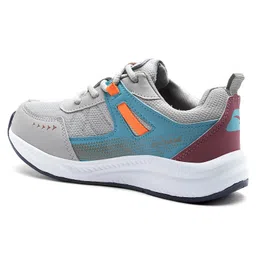 Asian Go Chase Text Designed Mesh Detailed Sneakers -Grey & Turquoise image 5