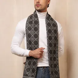 HANDICRAFT PALACE Men Tartan Patterned Merino Wool Reversible Mufflers-picture-34