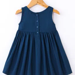 Babyhug Woven Ethnic Dress with Full Sleeves Shrug & Front Tie-Up Details Dots Print - Indigo image 5