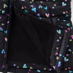 Pine Kids Full Sleeves Hooded All Over Heart Printed Jacket - Multicolor image 5