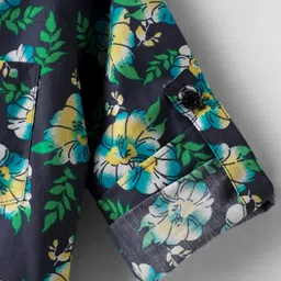 Rikidoos Cotton Full Sleeves Floral Printed Shirt With Attached Tee - Dusty Blue image 5