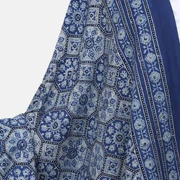 THE WEAVE TRAVELLER Navy Blue & White Printed Sustainable Dupatta image 2