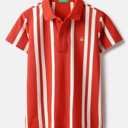 United Colors of Benetton Boys Striped Polo Collar Pure Cotton T-shirt-picture-40