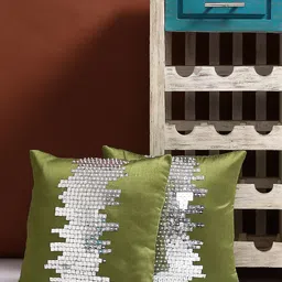 Alina decor Green Set of 2 Solid Square Cushion Covers-image-10