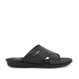 Hitz Men's Black Cross Strap Sandals-image-4