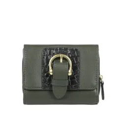 Hidesign Green Solid Tri-Fold Wallet for Women-image-67